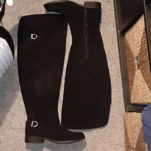 Black OTK wide calf boots
